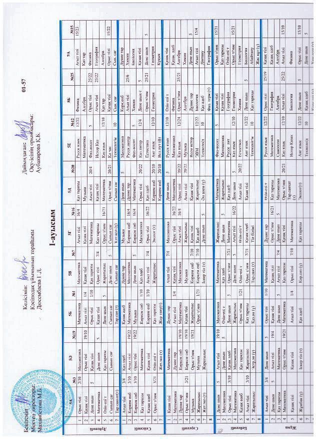 Сабақ кестесі